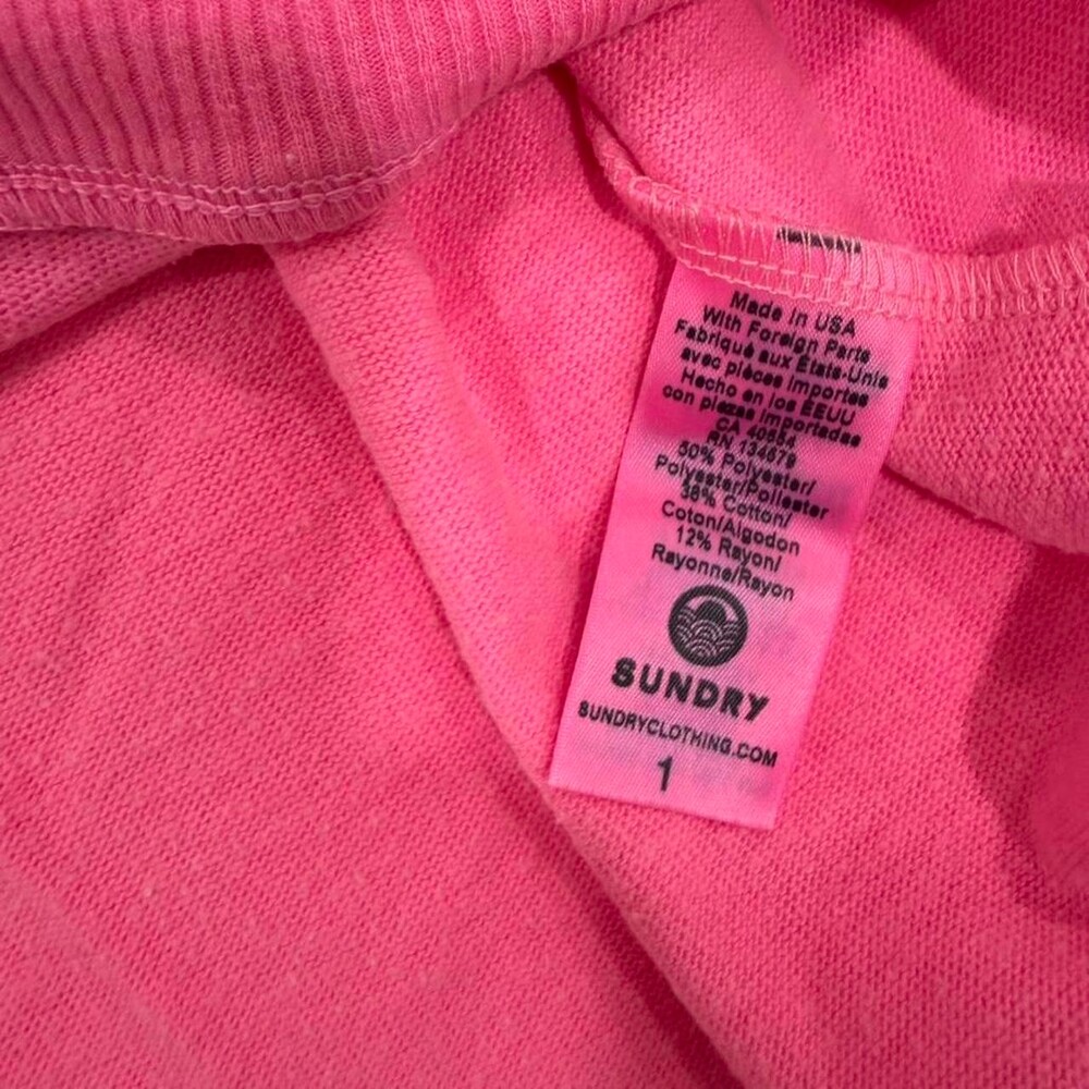 NWOT Sundry 78åÁ Crop Sweatshirt Pigment Neon Pink | Size 1 - Picture 6 of 8